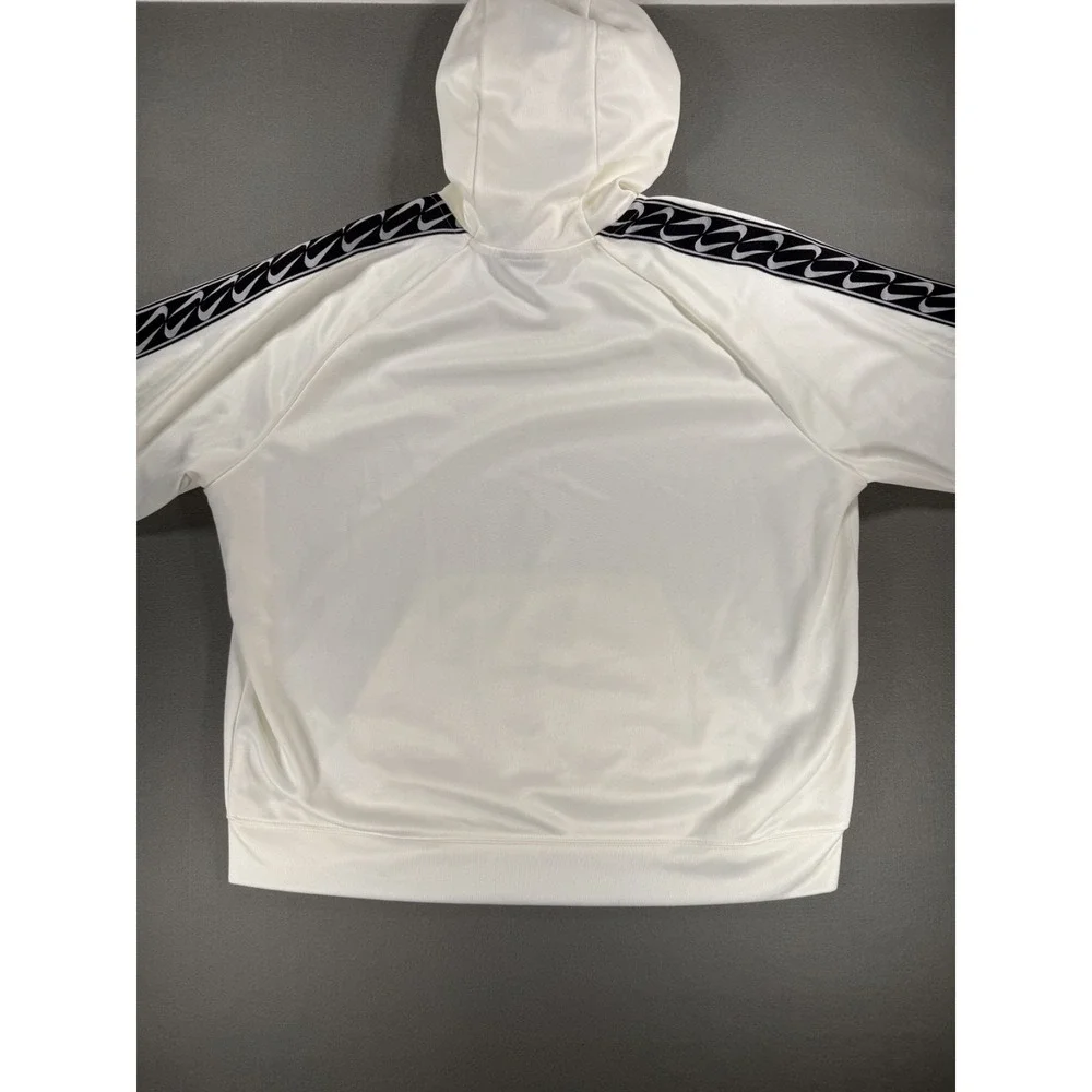 Nike white hoodie with black stripes with logo on sleeves, Center swoosh size XL